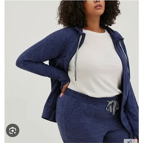 Torrid Happy Camper Full Zip Hoodie Sweatshirt Plus Size 3X Blue Super Soft - Picture 1 of 4